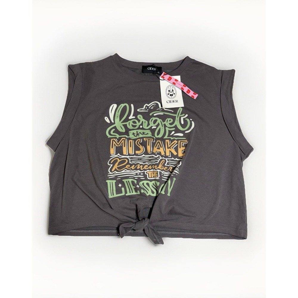Cider Gray Twist Front XL CropTop Cowgirl Forget The Mistake Remember The Lesson